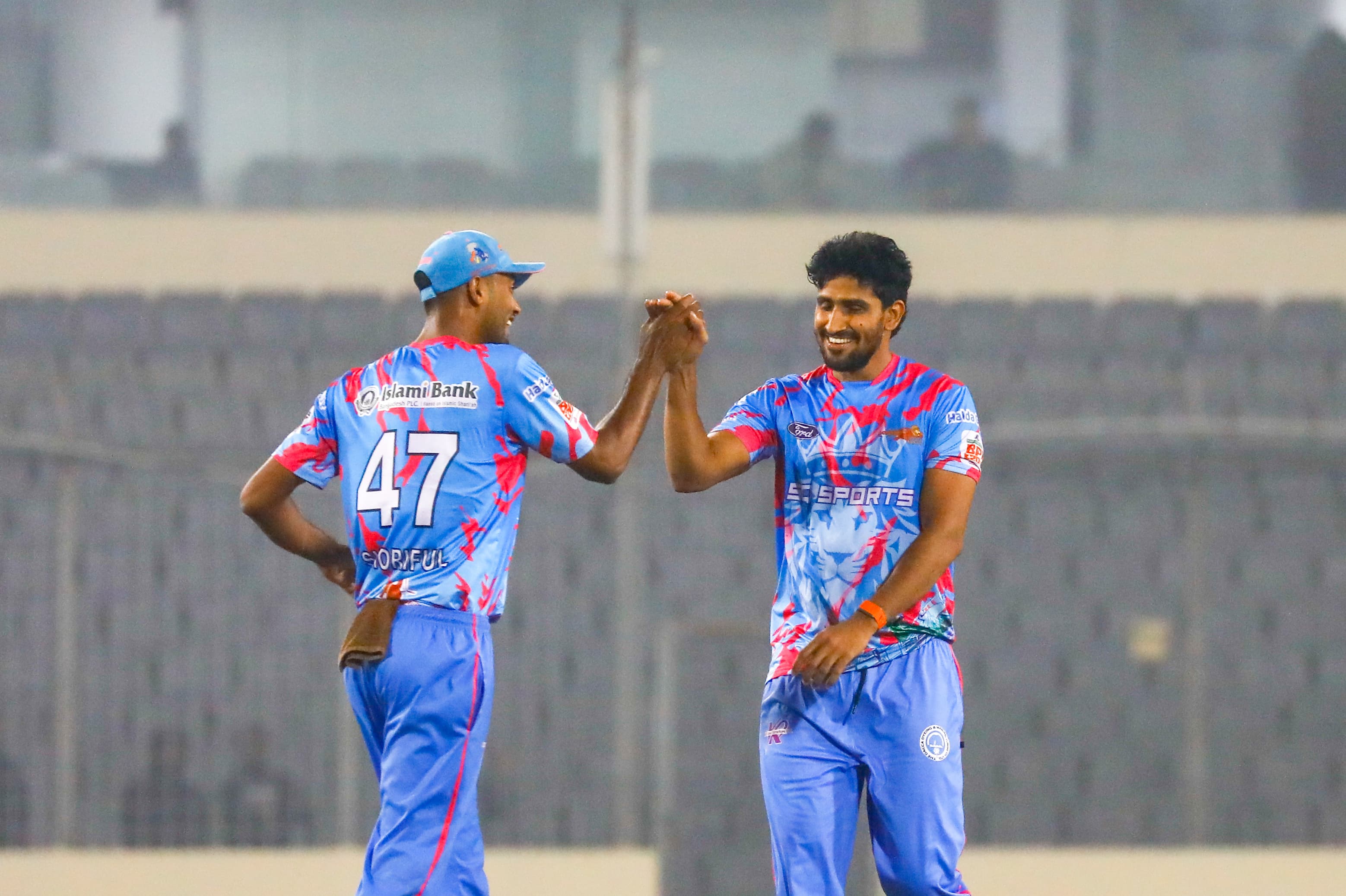 Shoriful Islam and Khaled Ahmed celebrate a wicket, cricfrenzy