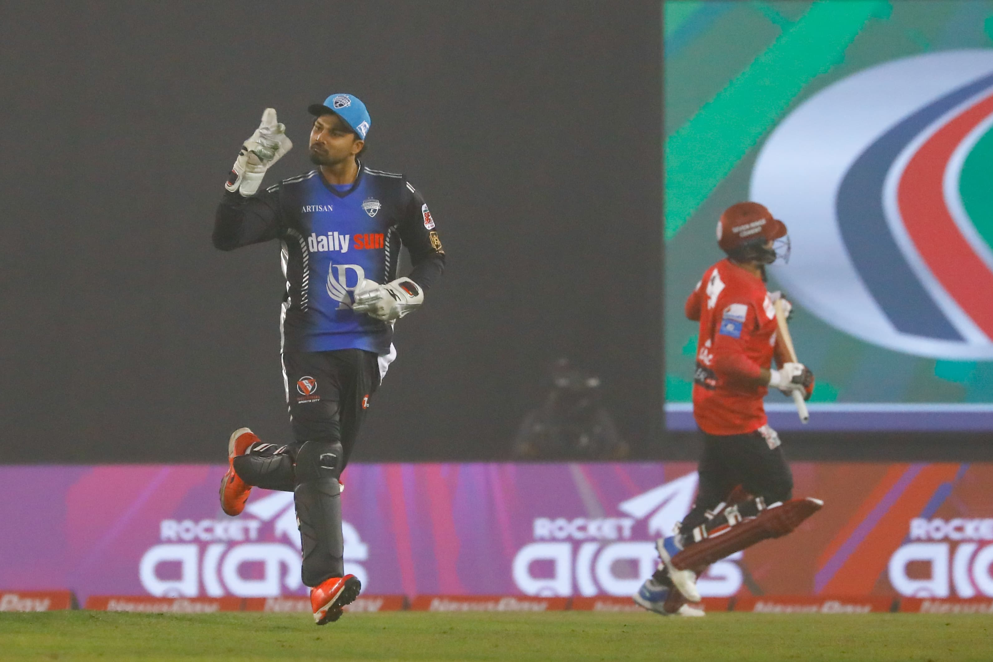 Captain Nurul Hasan Sohan celebrates a wicket , Cricfrenzy