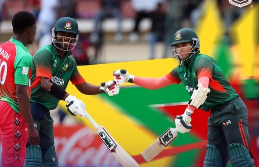 আজিজুল ও রিজানের ব্যাটে বাংলাদেশের আড়াইশ পার