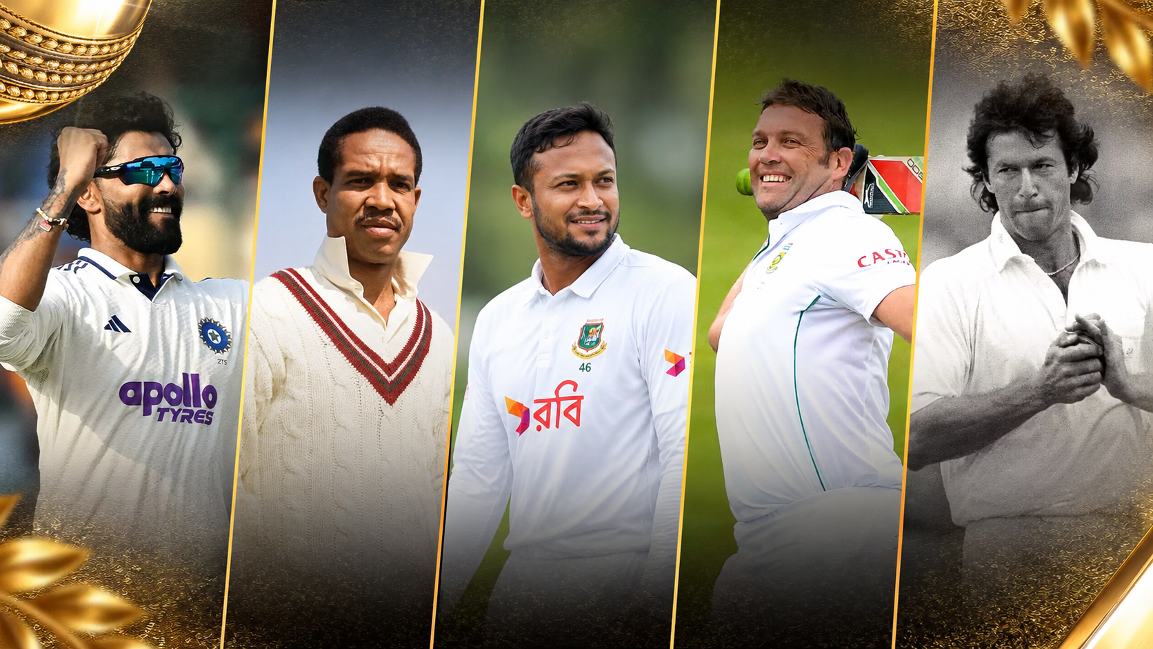 টেস্টে অলরাউন্ডারদের সাফল্যের মাপকাঠিতে সেরা পাঁচে সাকিব