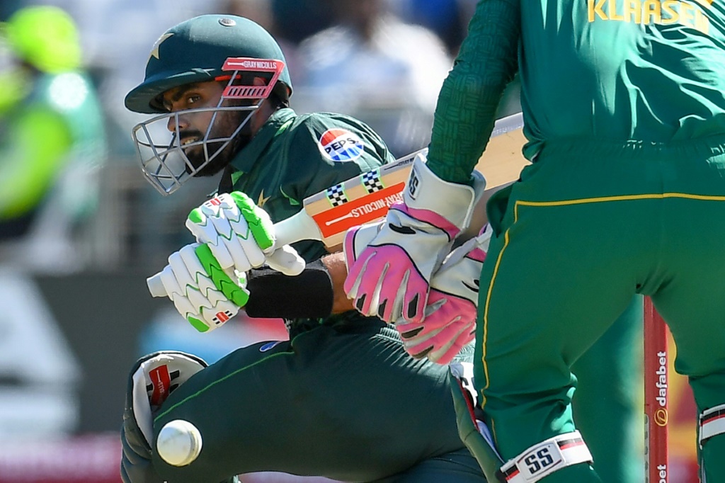 Pakistan's Babar Azam on his way to 73 on Thursday, AFP