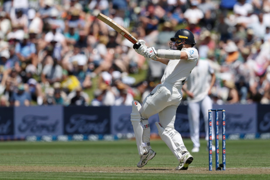 New Zealand’s Kane Williamson bats on day one of the third Test AFP