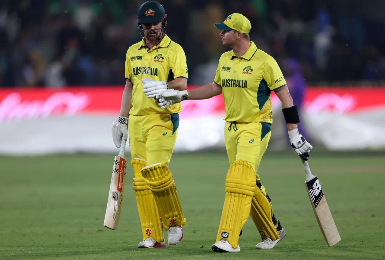 Travis Head and Steven Smith put on 65 before having to go off for rain