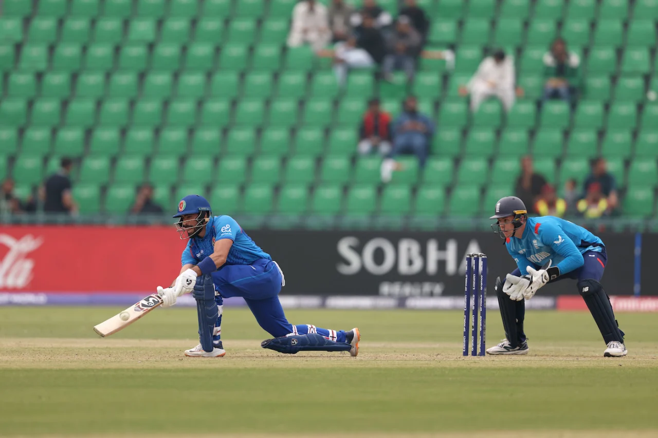 Ibrahim Zadran gets the paddle out, ICC