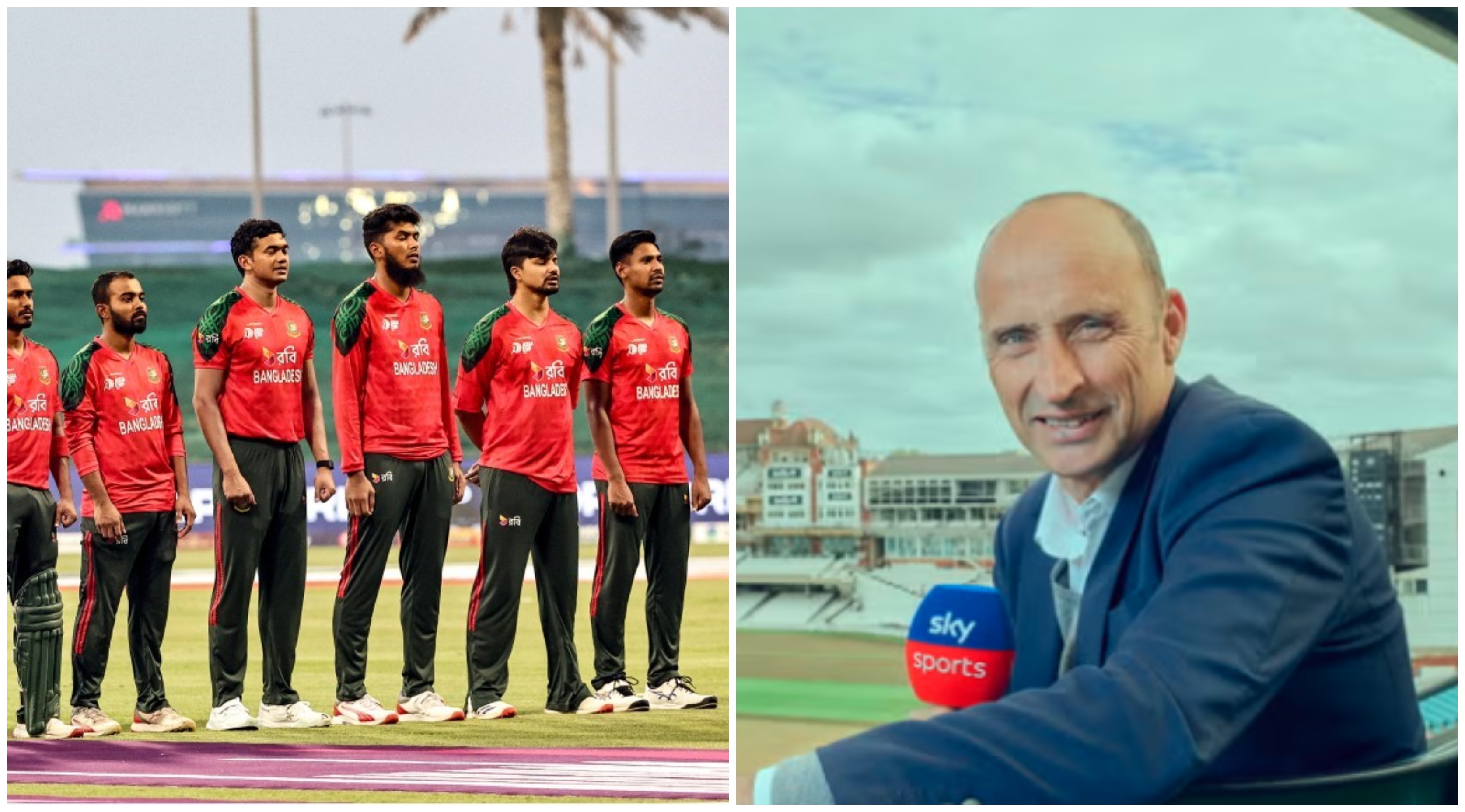 Bangladesh team and Nasser Hussain [R]