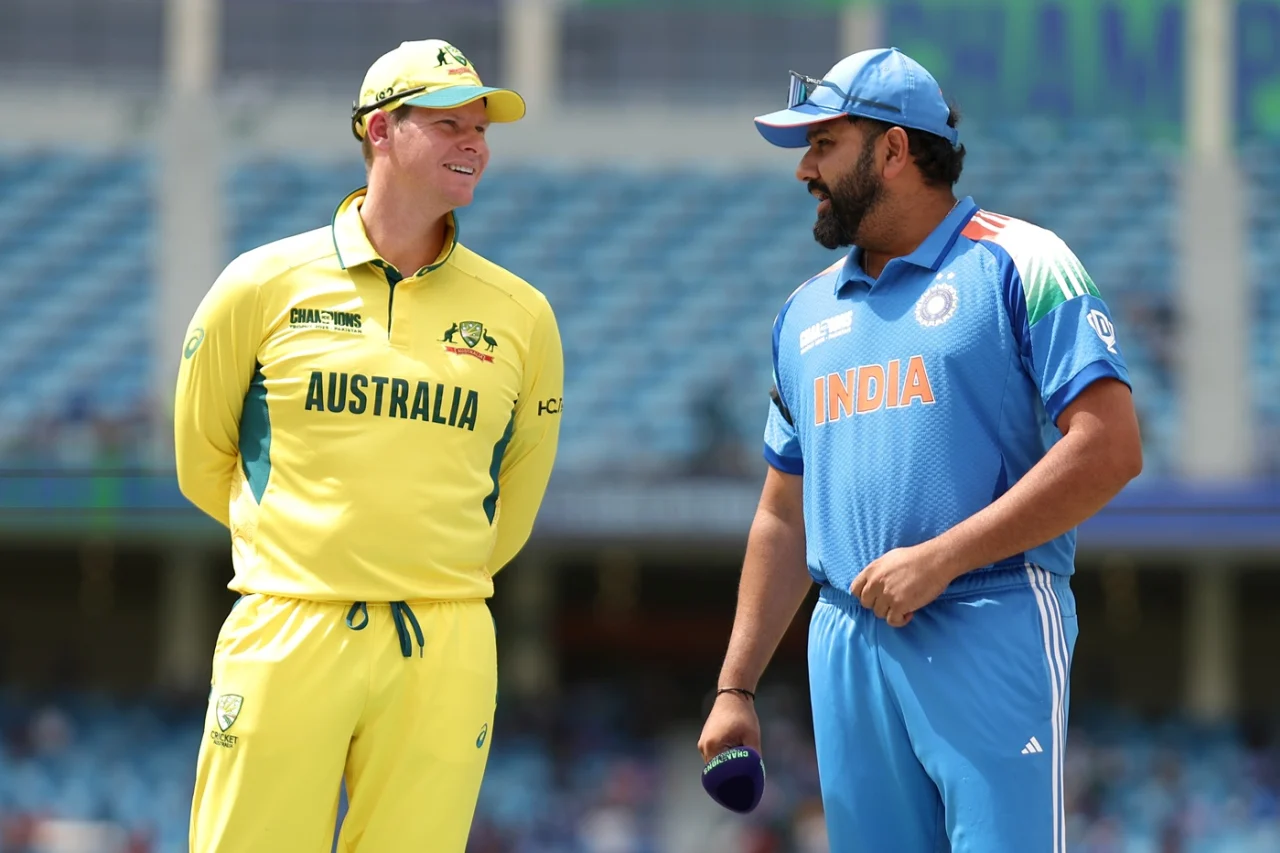 Steven Smith and Rohit Sharma have a chat before the toss