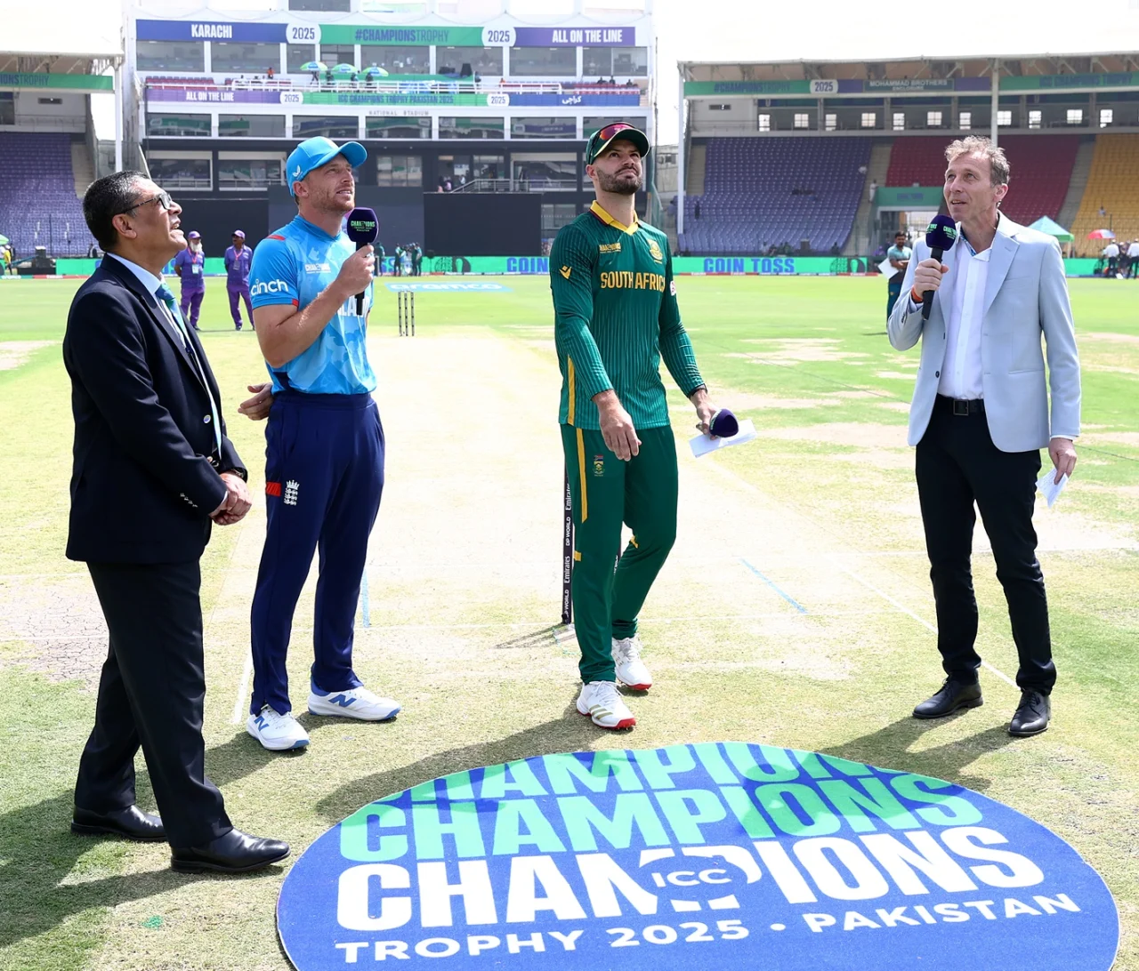 Jos Buttler. in his last match as England captain, calls as stand-in South Africa captain Aiden Markram flips the coin