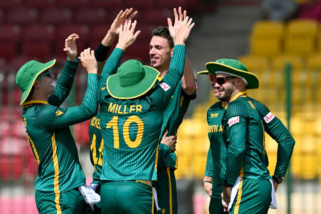 South Africa's Marco Jansen (C) picked up three wickets in the crushing win over England, AFP