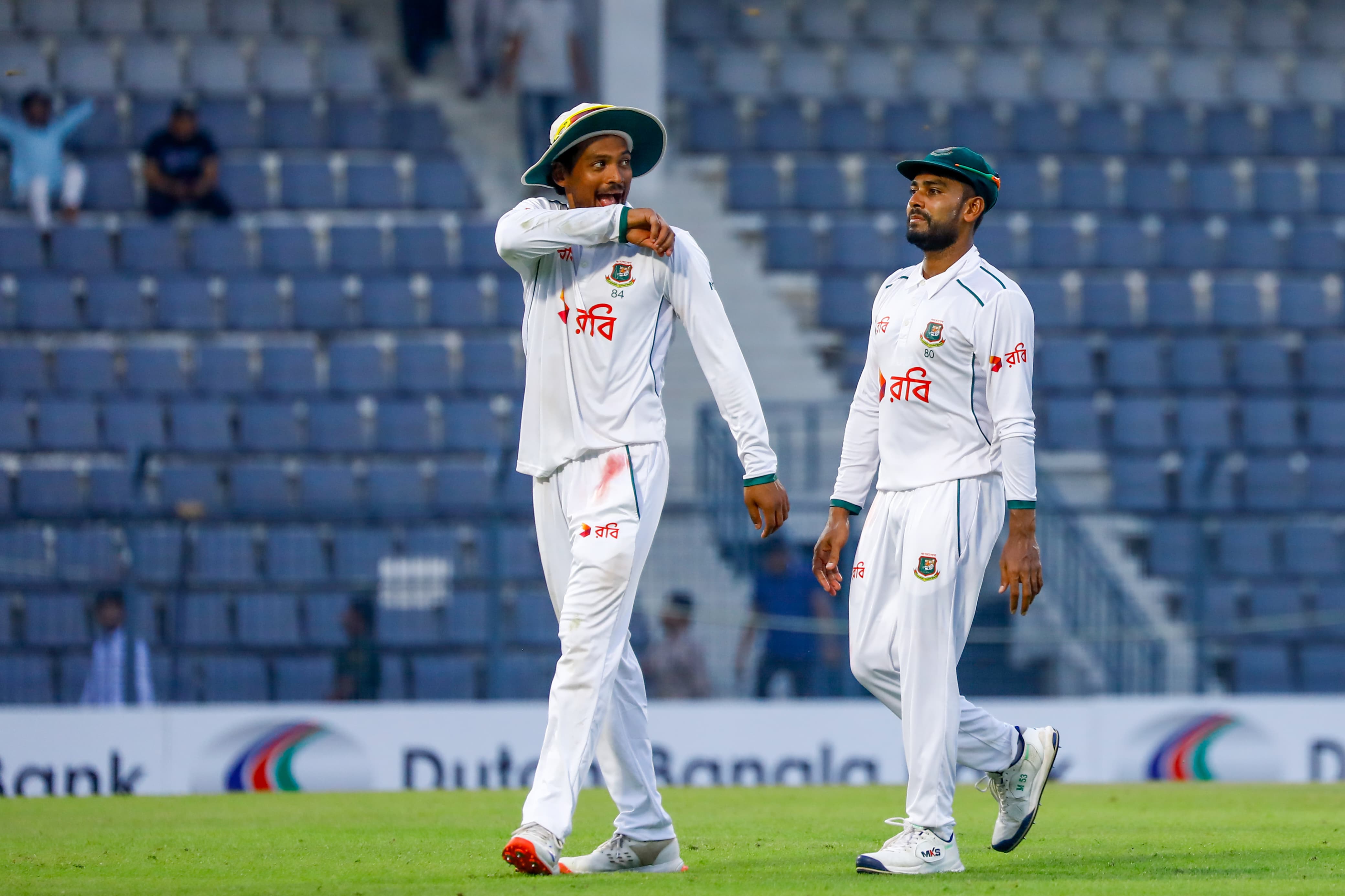 Najmul Hossain Shanto and Mehidy Hasan Miraz after the game, Cricfrenzy