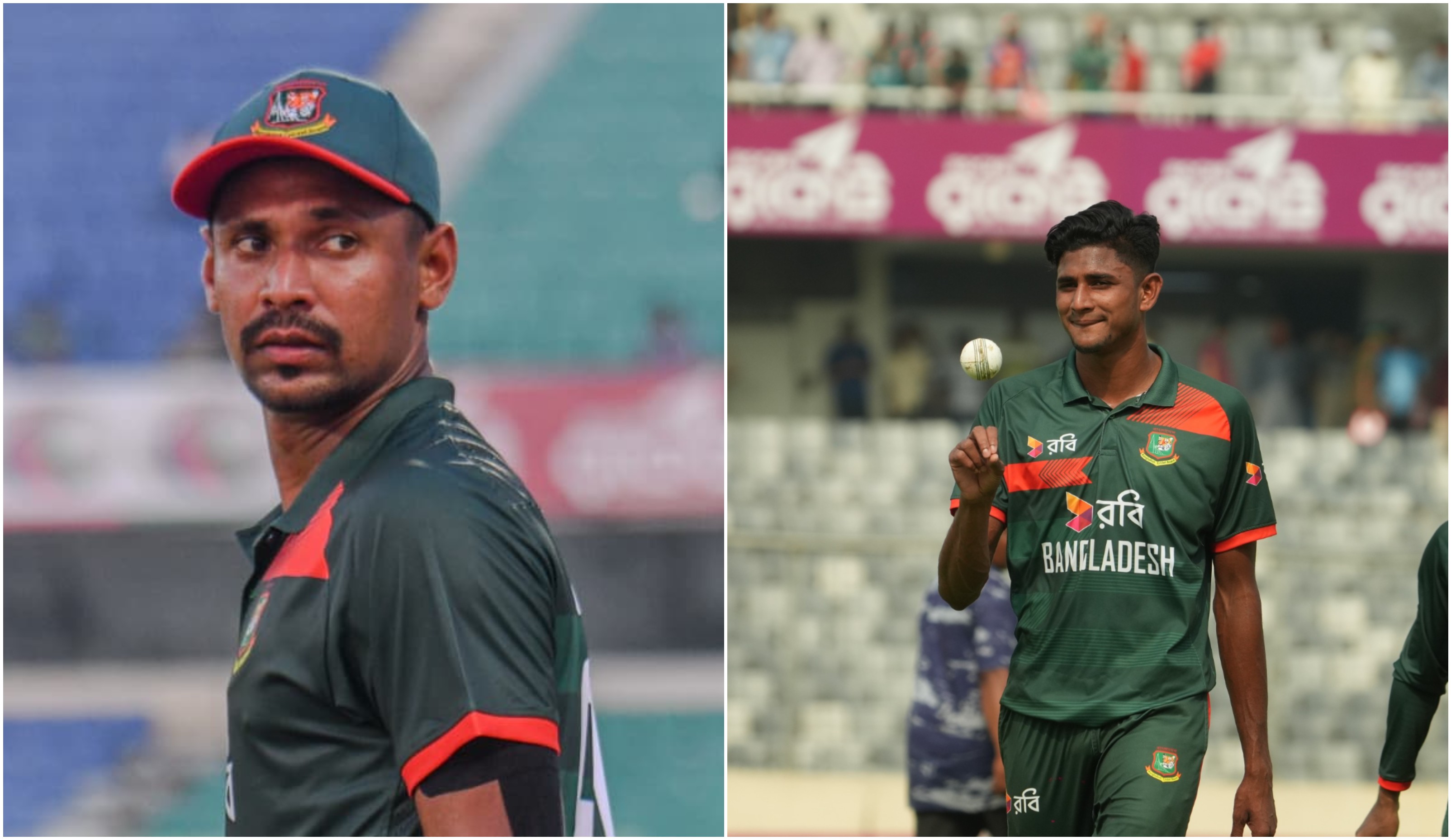Mustafizur Rahman [L] and Nahid Rana