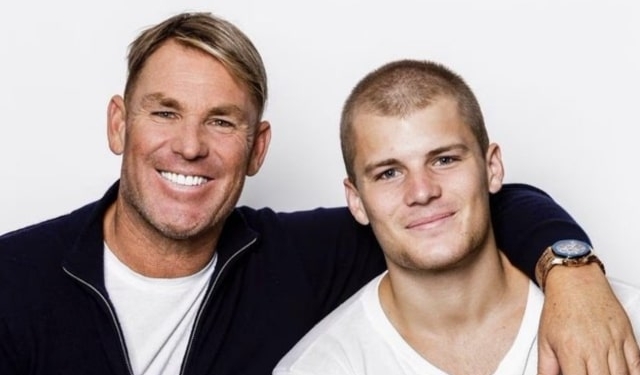 Shane Warne with his son 
Jackson Warne