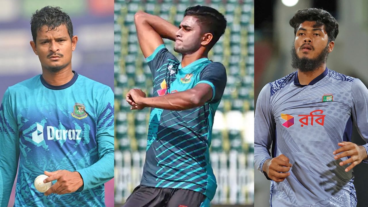 নাসুম আহমেদ, নাহিদ রানা ও রিশাদ হোসেন (বাম থেকে), ক্রিকফ্রেঞ্জি