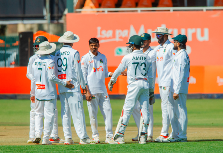 Taijul Islam celebrates a wicket