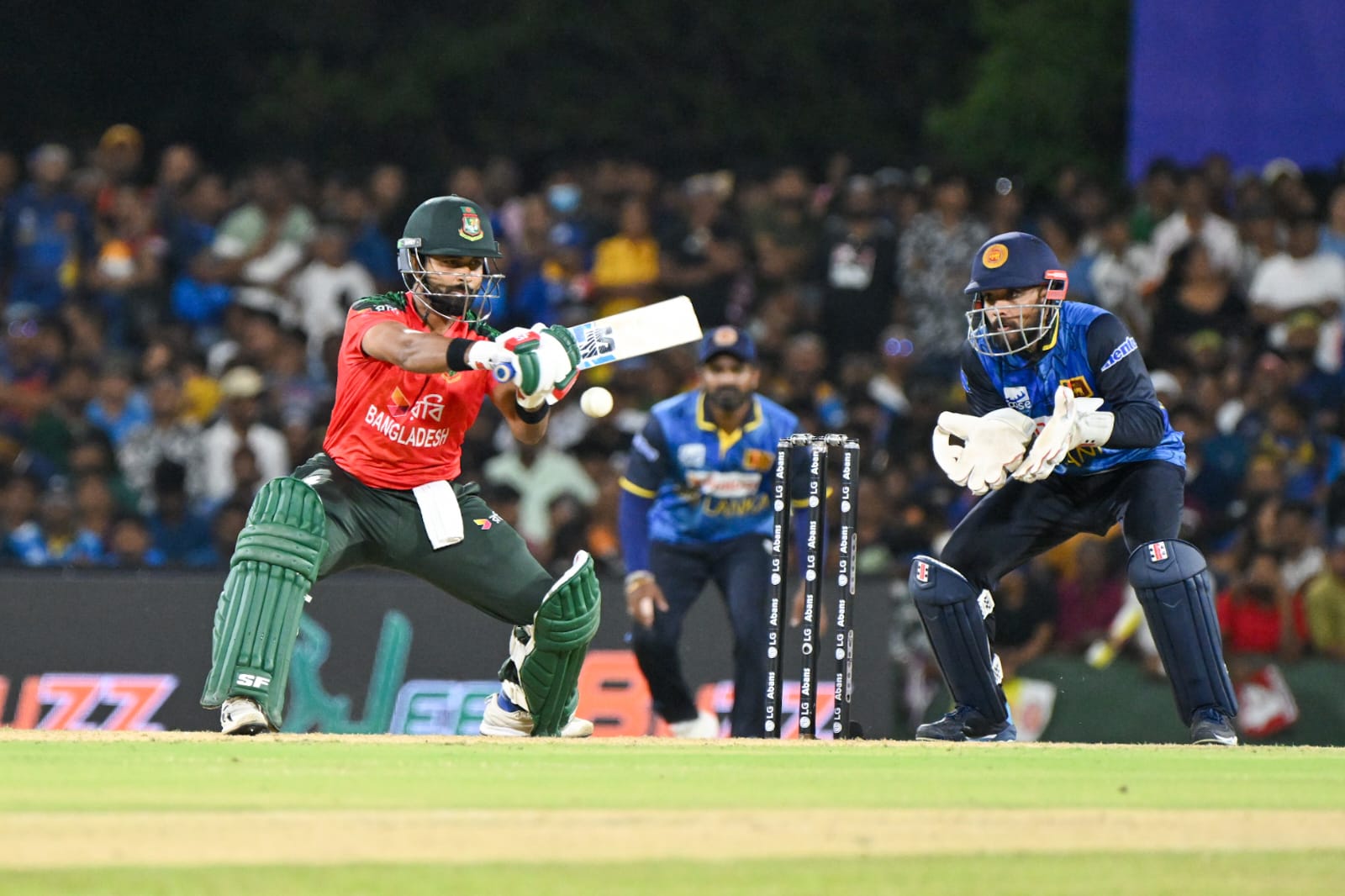 Shamim Hossain plays a shot in the second T20I, Cricfrenzy