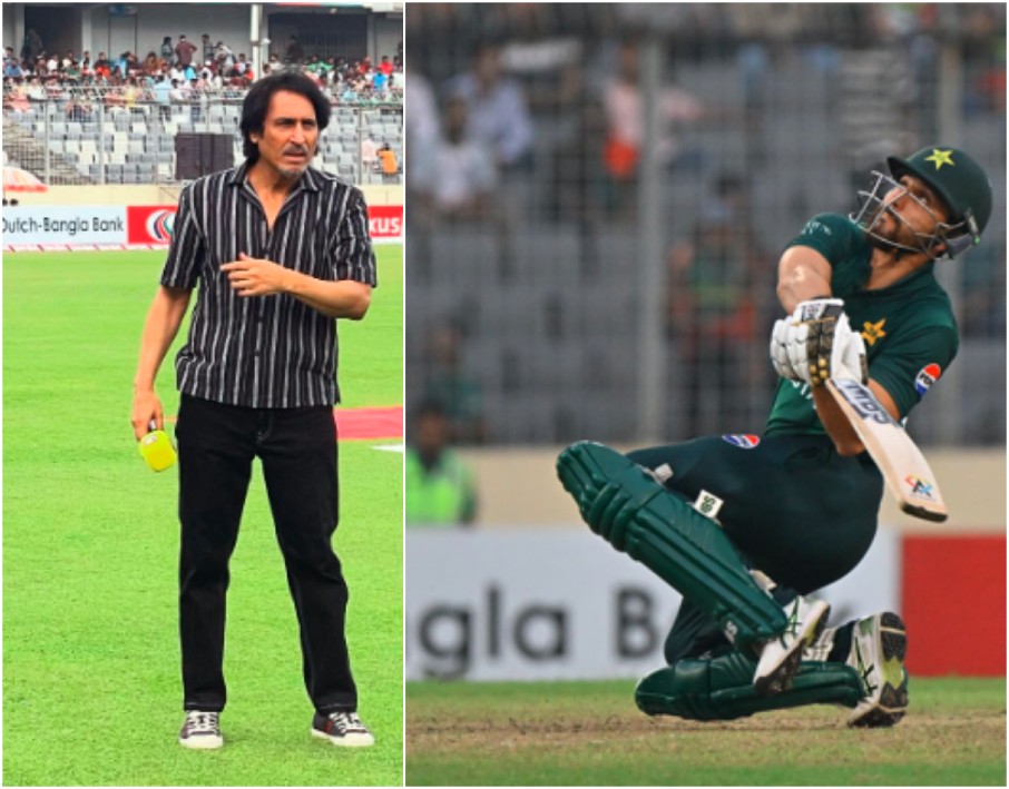 Ramiz Raja [L] and Pakistan captain Salman Agha