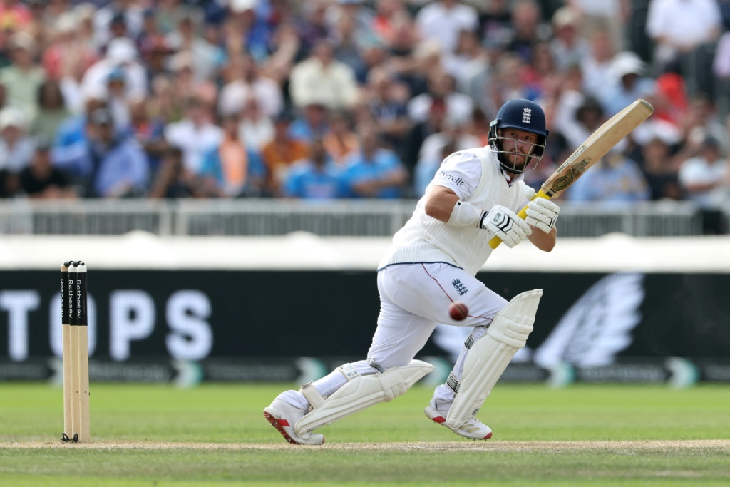 England's Ben Duckett clips the ball legside during his 94 in the fourth Test against India at Old Trafford