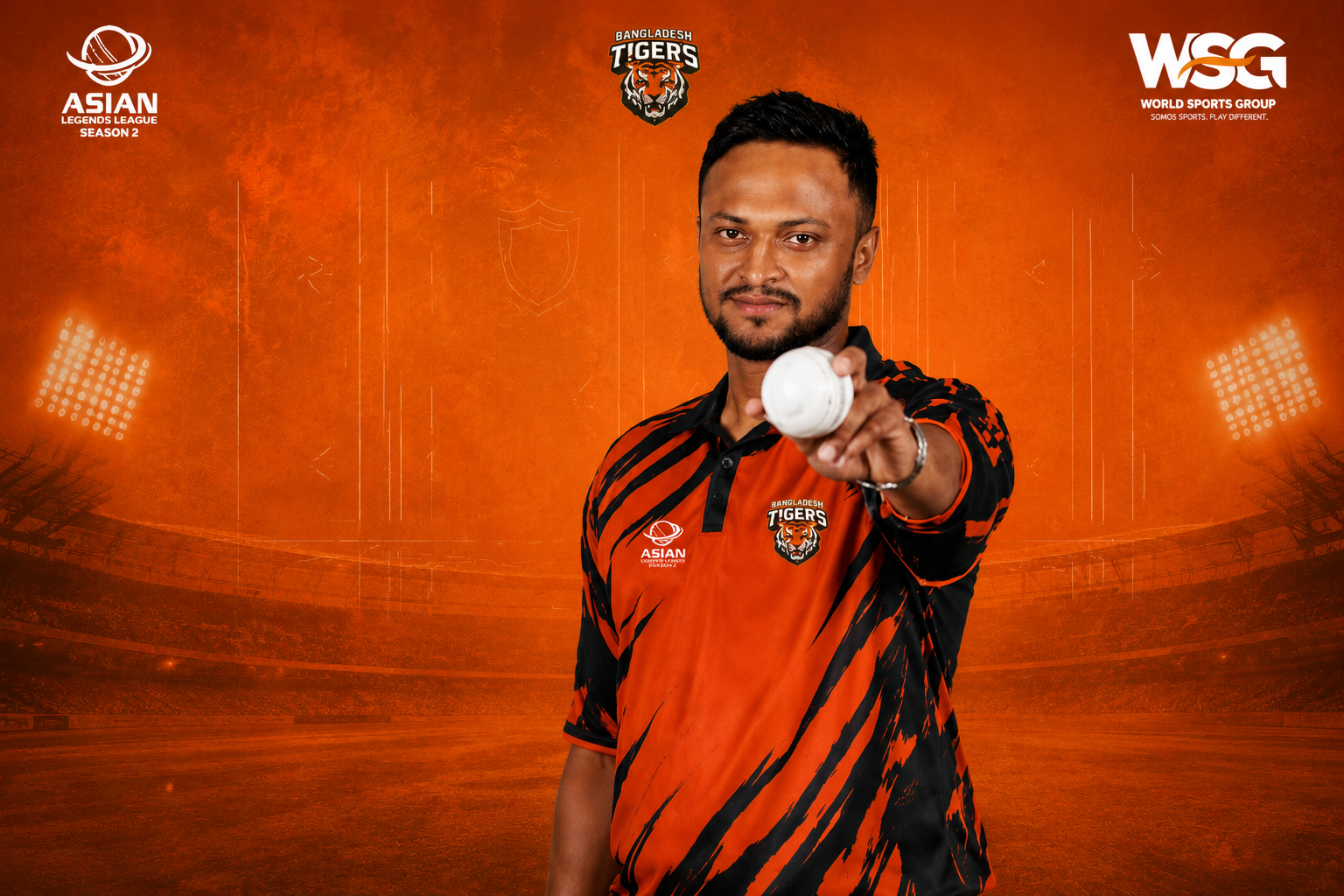 এশিয়ান লিজেন্ডস লিগে বাংলাদেশ টাইগার্সের অধিনায়ক সাকিব