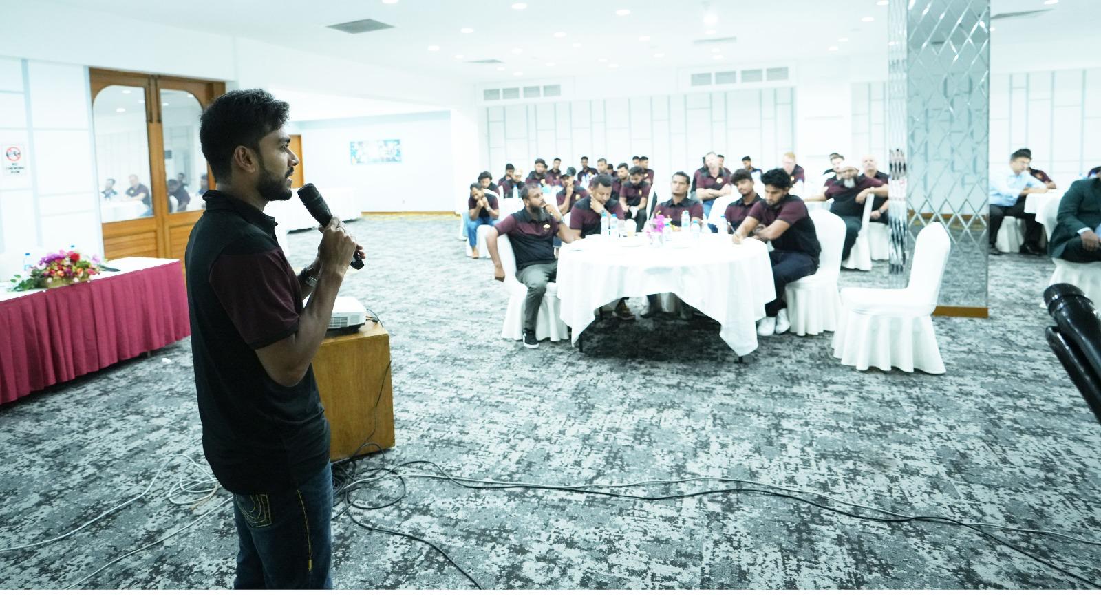 Mehidy Hasan Miraz speaks during today's dialogue