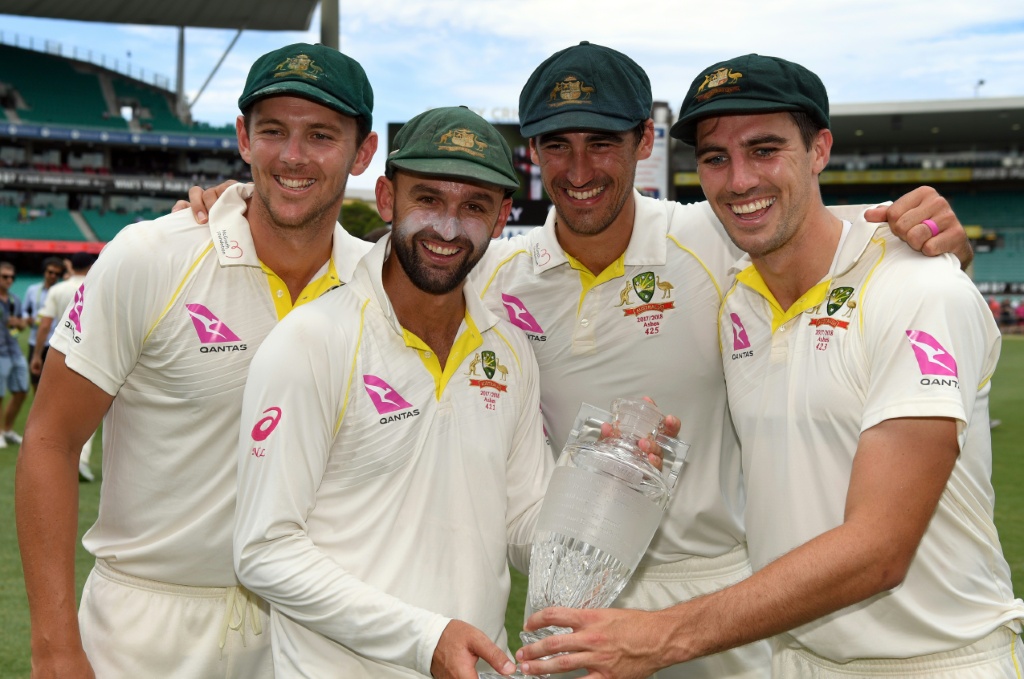 Australia's long-time bowling attack of (from left) Josh Hazlewood, Nathan Lyon, Mitchell Starc and Pat Cummins are reunited for the Bangladesh series