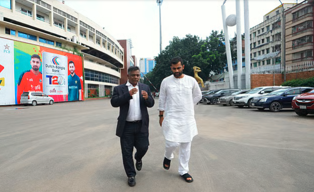 Tamim was seen alongside BCB president and former captain Aminul Islam, BCB