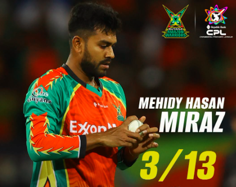 Miraz makes instant impact on CPL debut with three wickets